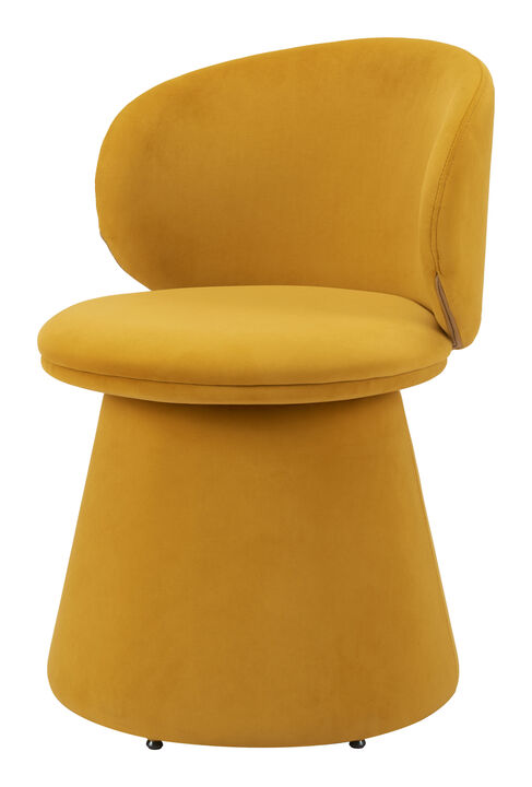 HomeRoots Orange Upholstered Velvet Swivel Dining Side Chair