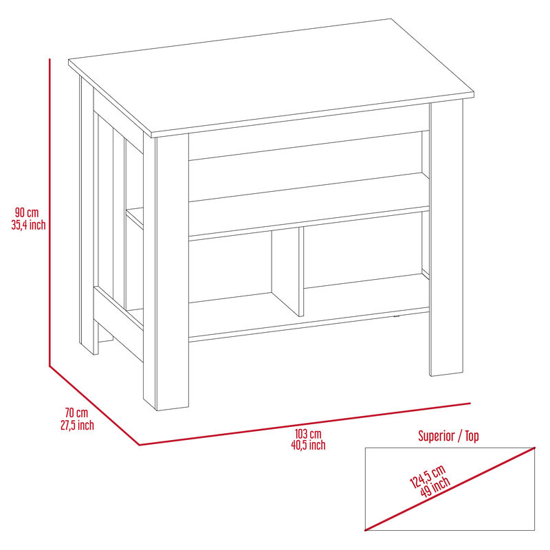 Kitchen Island Dozza, Kitchen, White / Ibiza Marble Color Finish