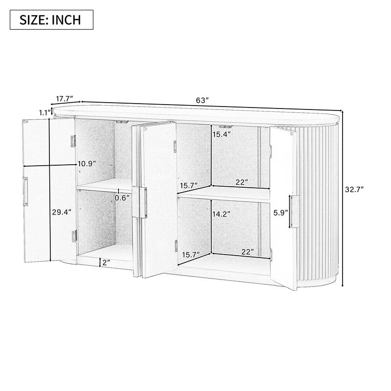 Merax Classic Storage Cabinet with Metal Handles