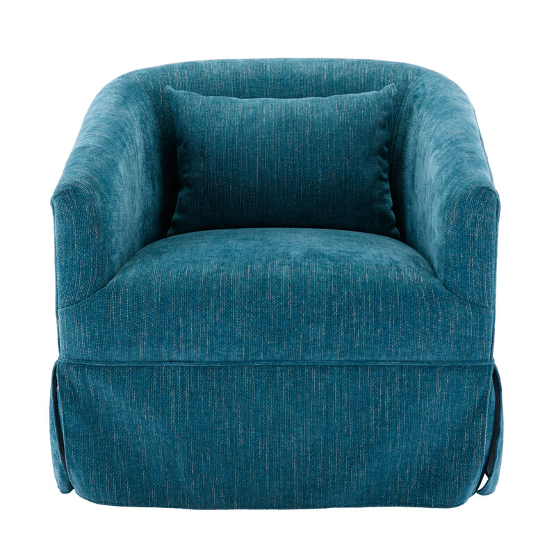360-degree Swivel Accent Armchair Linen Blend Green