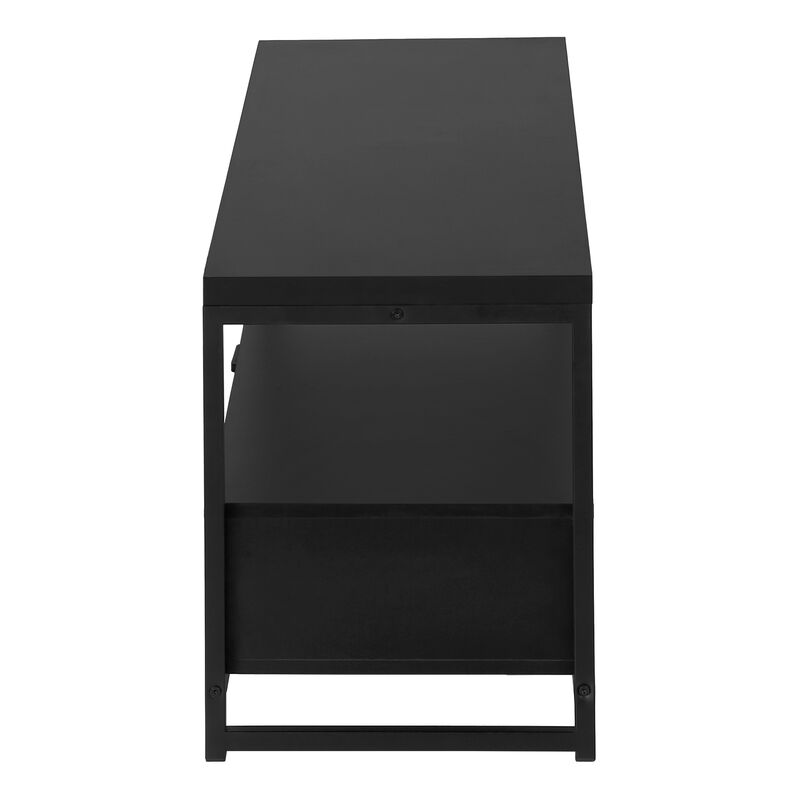 Monarch Specialties I 2870 Tv Stand, 48 Inch, Console, Media Entertainment Center, Storage Drawers, Living Room, Bedroom, Laminate, Metal, Black, Contemporary, Modern