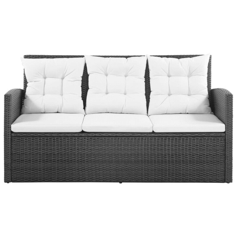 vidaXL 5 Piece Garden Lounge Set with Cushions Poly Rattan Black