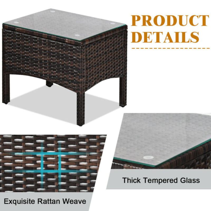 Hivvago 3 Pieces Outdoor Patio Rattan Conversation Set with Seat Cushions