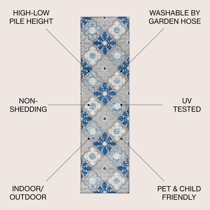 Cassis Ornate Ogee Trellis High-Low Indoor/Outdoor Area Rug