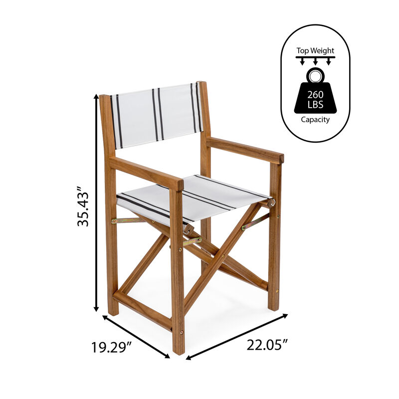 Cukor Classic Vintage Outdoor Acacia Wood Folding Director Chair with Canvas Seat