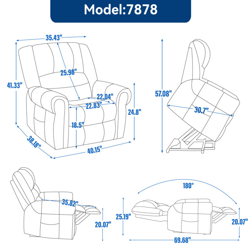 Heavy Duty Leather Recliner with Heat & Massage