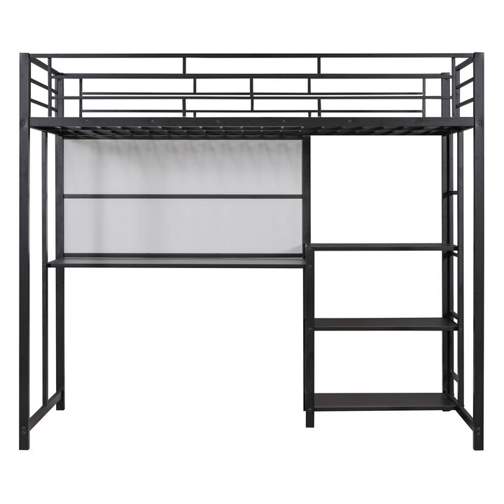 Merax Metal Loft Bed with Desk and Ladder