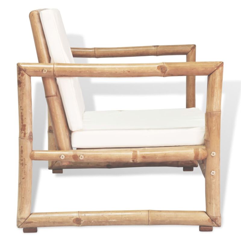 vidaXL Garden Chairs 2 pcs with Cushions and Pillows Bamboo