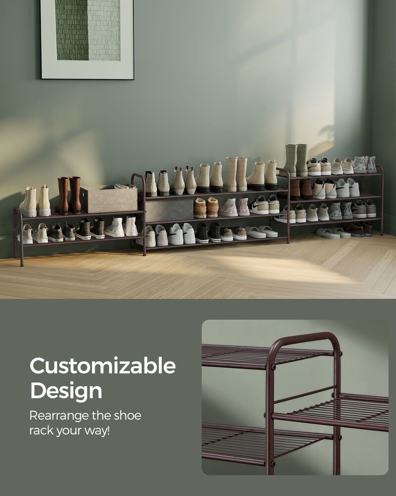 Wide 2-Tier Metal Shoe Rack