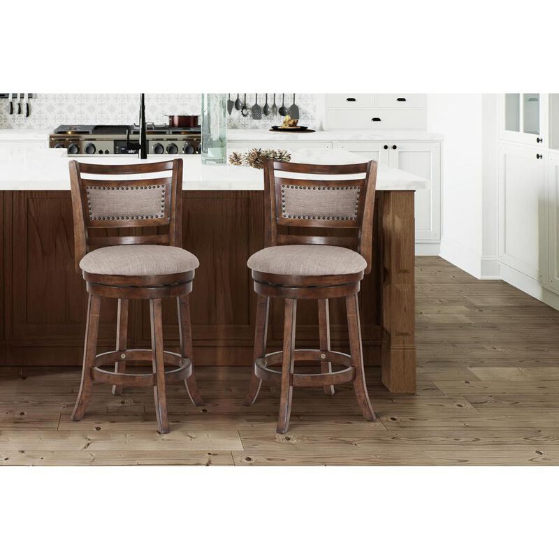 New Classic Furniture Aberdeen Brown Solid Wood Swivel Counter Stool (Set of 2)