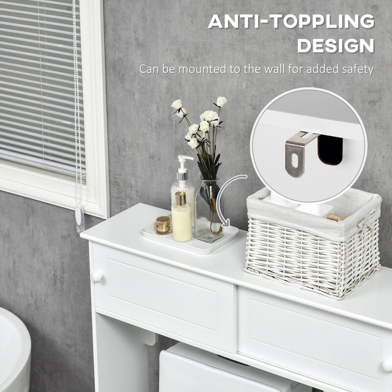 White Bathroom Maximizer: Over-Toilet Storage Cabinet with Shelves