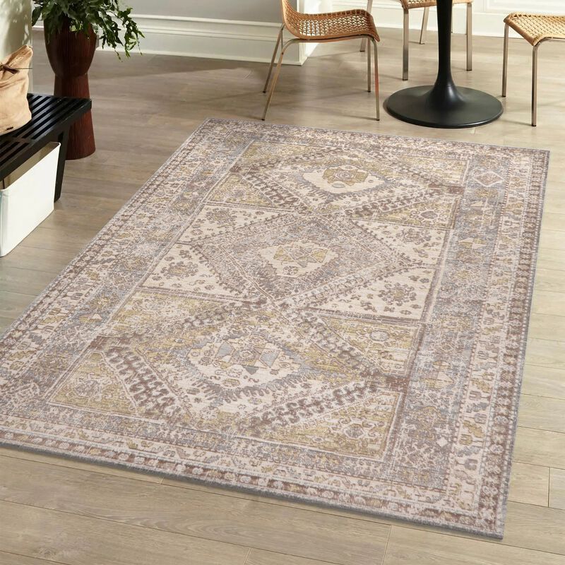 Darija Ornate Geometric Medallion Area Rug