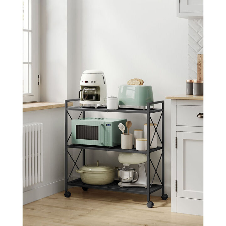 3-Tier Metal Storage Rack with Wheels