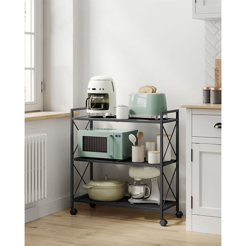 3-Tier Metal Storage Rack with Wheels