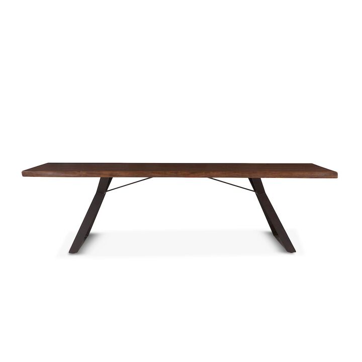 World Interiors Nottingham 106-Inch Acacia Wood Live Edge Dining Table in Walnut Finish