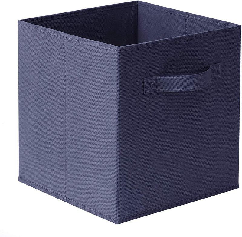 11-Inch Fabric Foldable Storage Cubes Organizer with Handles - Collapsible Bins - Convenient for Organizing Clothes or Kids Toy Cubby (6-Pack) - Navy