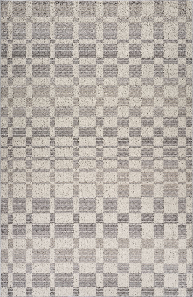 Abstract Checkered Modern Grey Beige Indoor Runner Rug