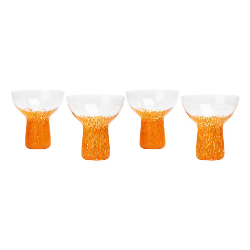 Dottie Clear Orange Dots Cocktail Glass - Set of 4