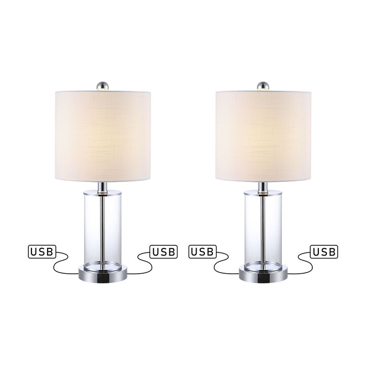 Abner Glass Modern Contemporary USB Charging LED Table Lamp (Set of 2)