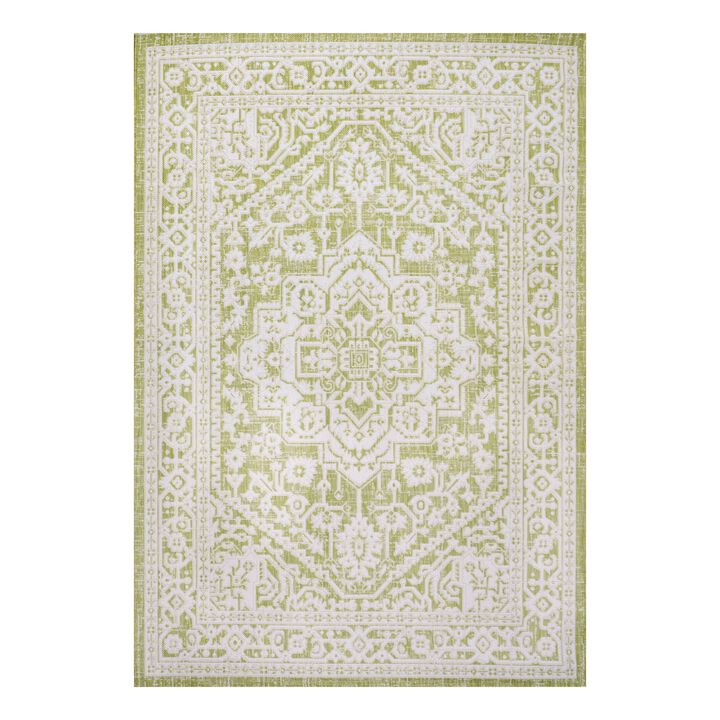 Sinjuri Medallion Textured Weave Indoor/Outdoor Area Rug