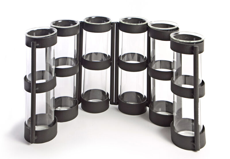 Six Wide Tube Hinged Vases