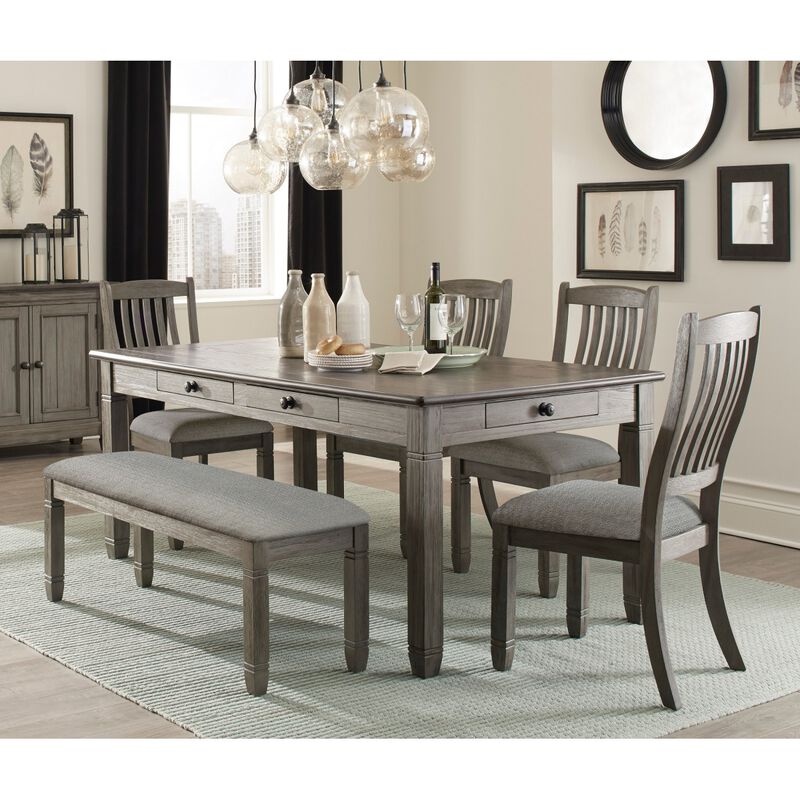 Casual Dining Two-Tone Finish Dining Table of 6 Drawers Rectangular Shape Wooden Furniture