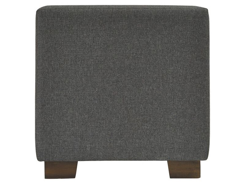 Fabric Tufted Seat Storage Bench with Block Feet, Dark Gray - Benzara