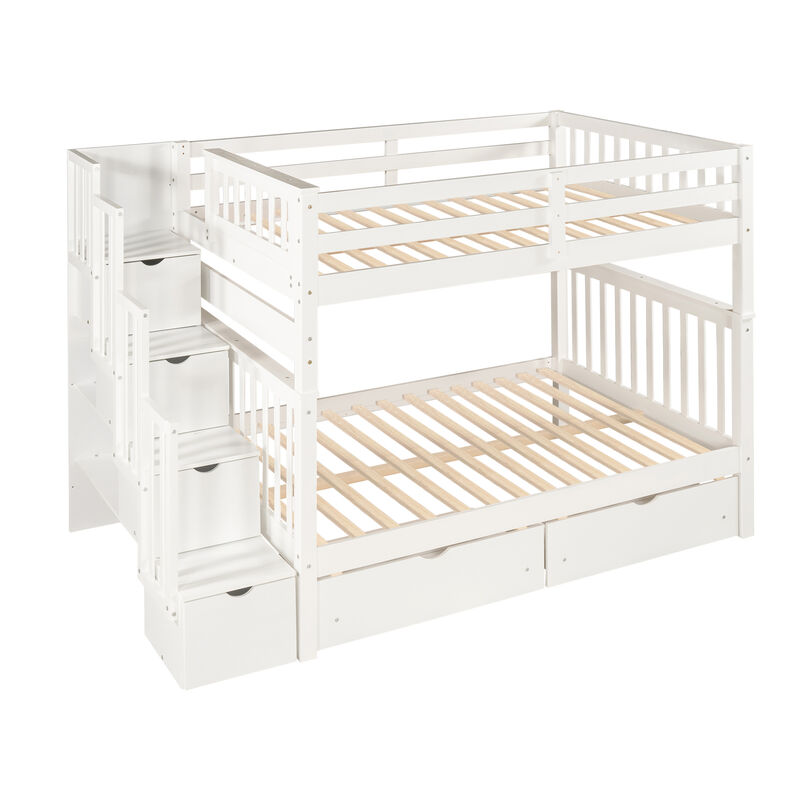 Merax Bunk Bed with Shelves and 6 Storage Drawers