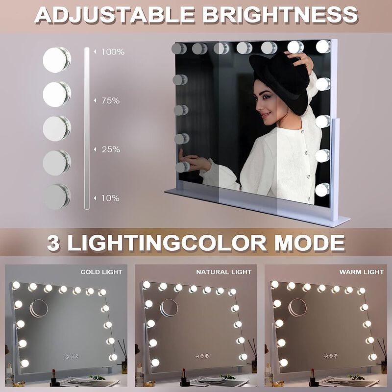 23''x19'' Vanity Mirror with Lights 15 Blubs 360°Rotation