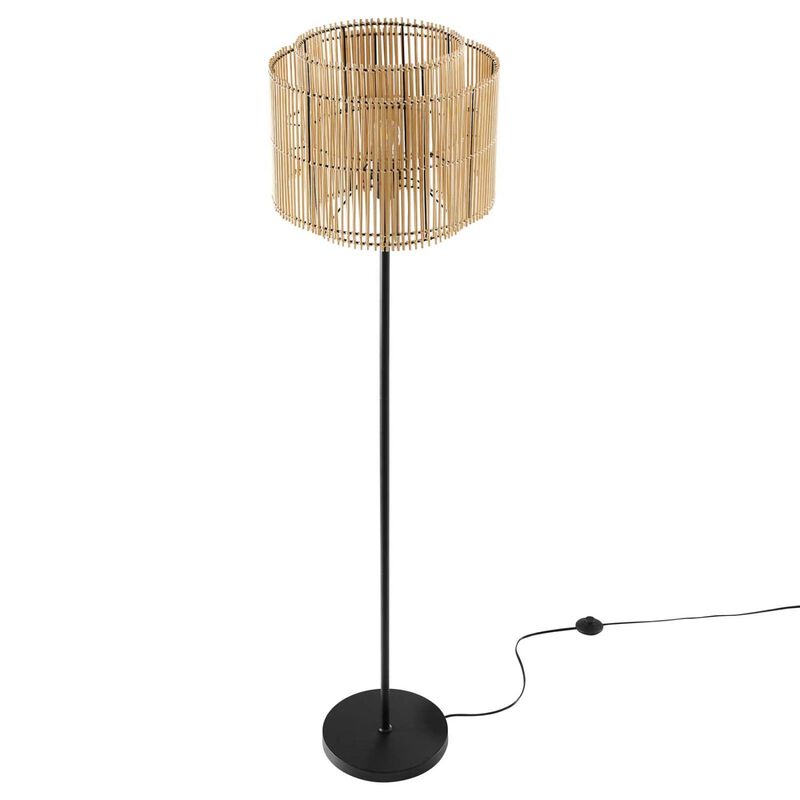 Modway Nourish 1-Light Modern Bamboo/Metal Floor Lamp in Natural