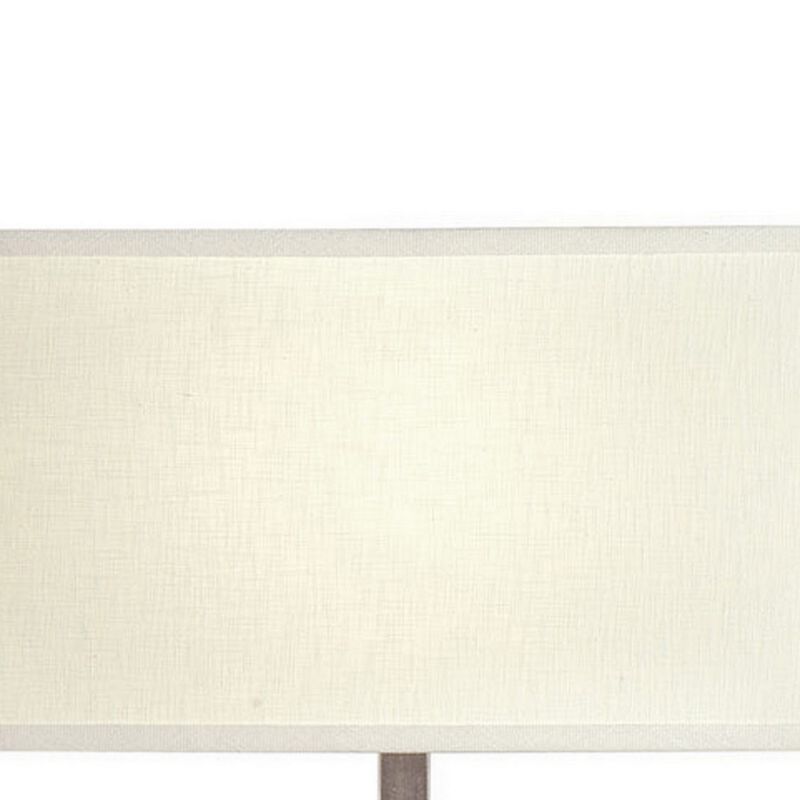 Ziva 27 Inch Table Lamp, LED Night Light, Rectangular Shade, Matte Silver-Benzara