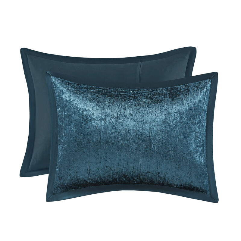 Gracie Mills 5-Piece Solid Crinkle Velvet Comforter Set