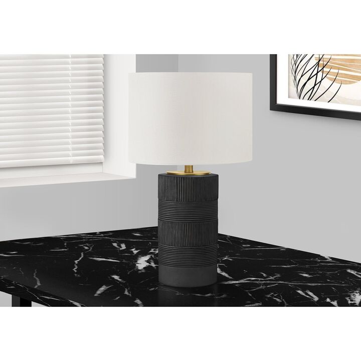 Monarch Specialties I 9619 - Lighting, 24"H, Table Lamp, Black Resin, Ivory / Cream Shade, Contemporary