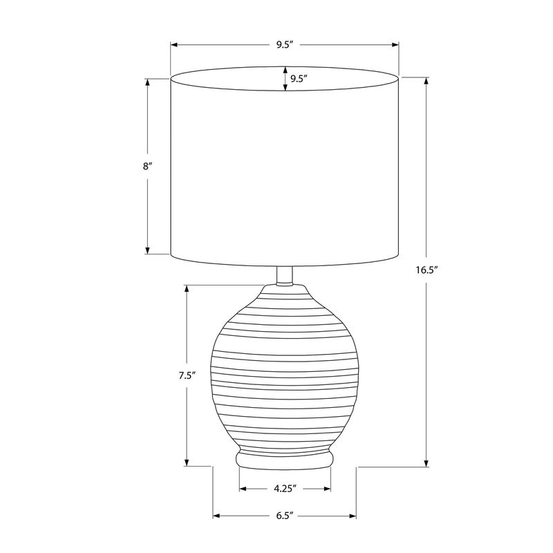 Monarch Specialties I 9739 - Lighting, 17"H, Table Lamp, Black Ceramic, Ivory / Cream Shade, Transitional