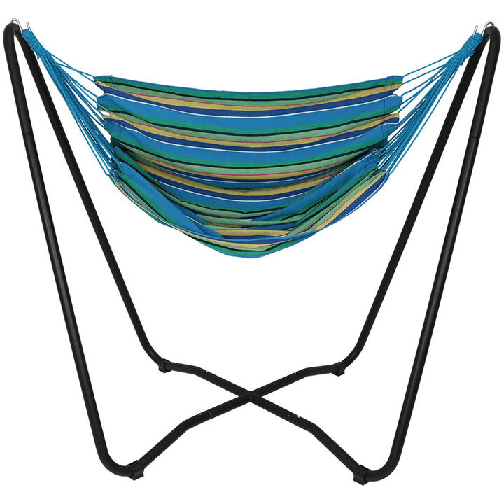 Sunnydaze Cotton Hammock Chair with Space Saving Steel Stand