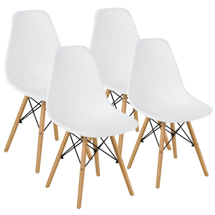 4 Pieces Modern Armless Dining Chair Set with Wood Legs