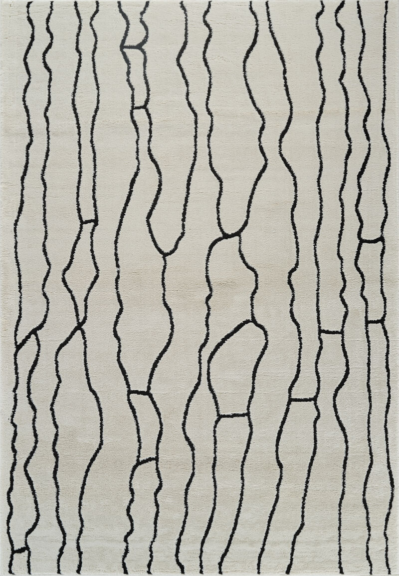 Domus Abstract Modern Cream Black Indoor Area Rug