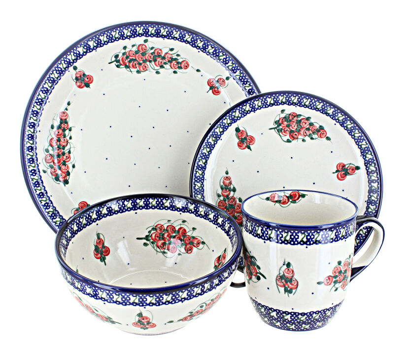 Blue Rose Polish Pottery Serenity 4 Piece Place Setting - Service for 1