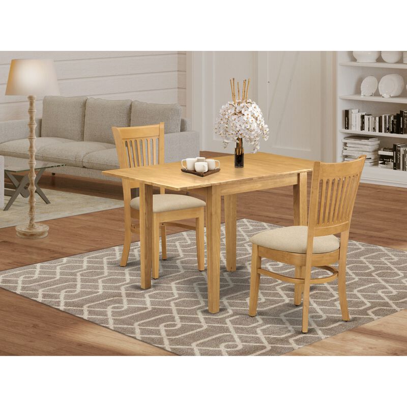 East West Furniture Dining Room Set Oak, NDVA3-OAK-C