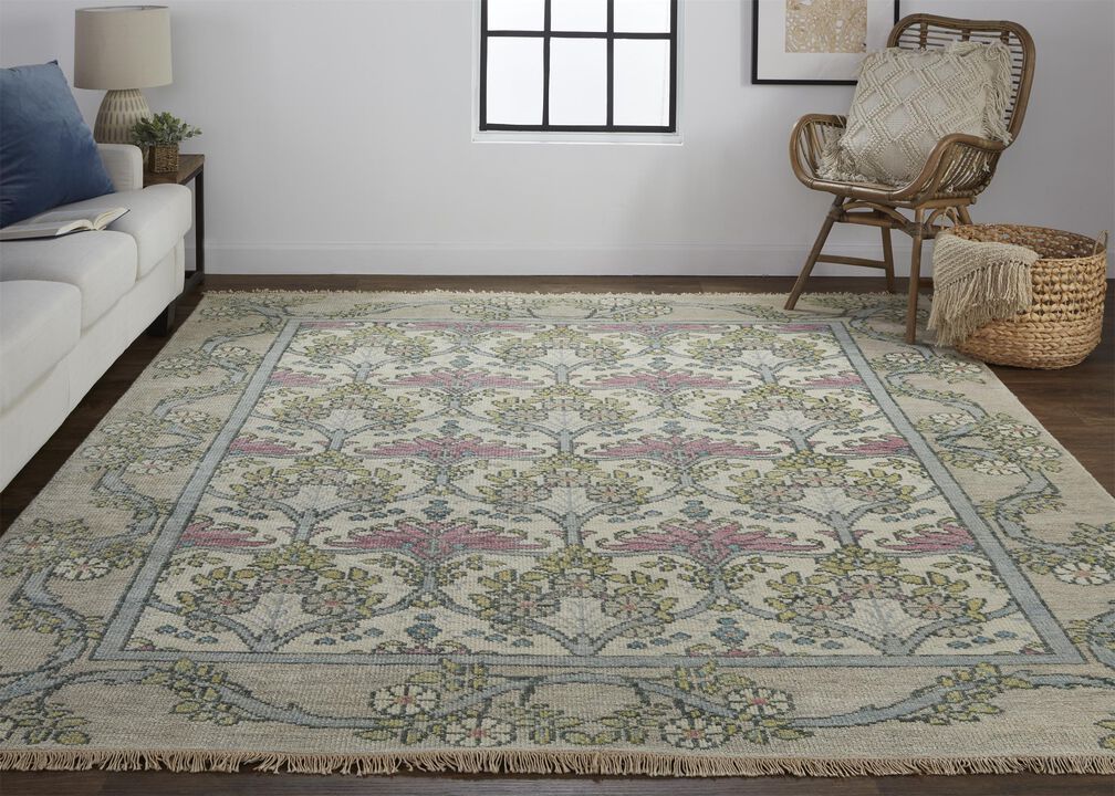 Beall 6714F Ivory/Pink/Green 9'6" x 13'6" Rug