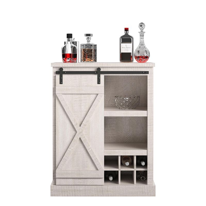 Knox County Bar Cabinet, Rustic White