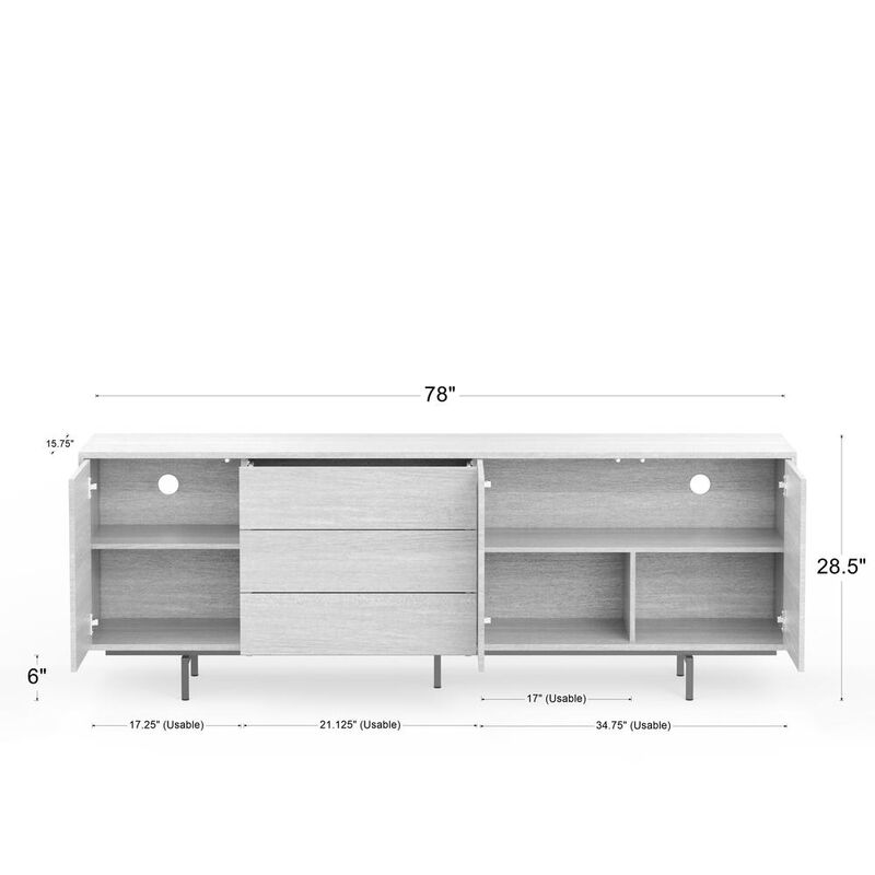 Glenwillow Home Atlas 78 x 28 TV Stand - Walnut/White/Black