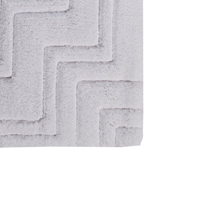 Zig Zag Pattern Cotton Non-Skid Back Bath Rug 24" x 40" White by Castle Hill London