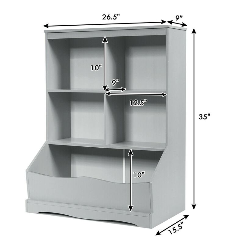 3-Tier Children's Multi-Functional Bookcase Toy Storage Bin Floor Cabinet