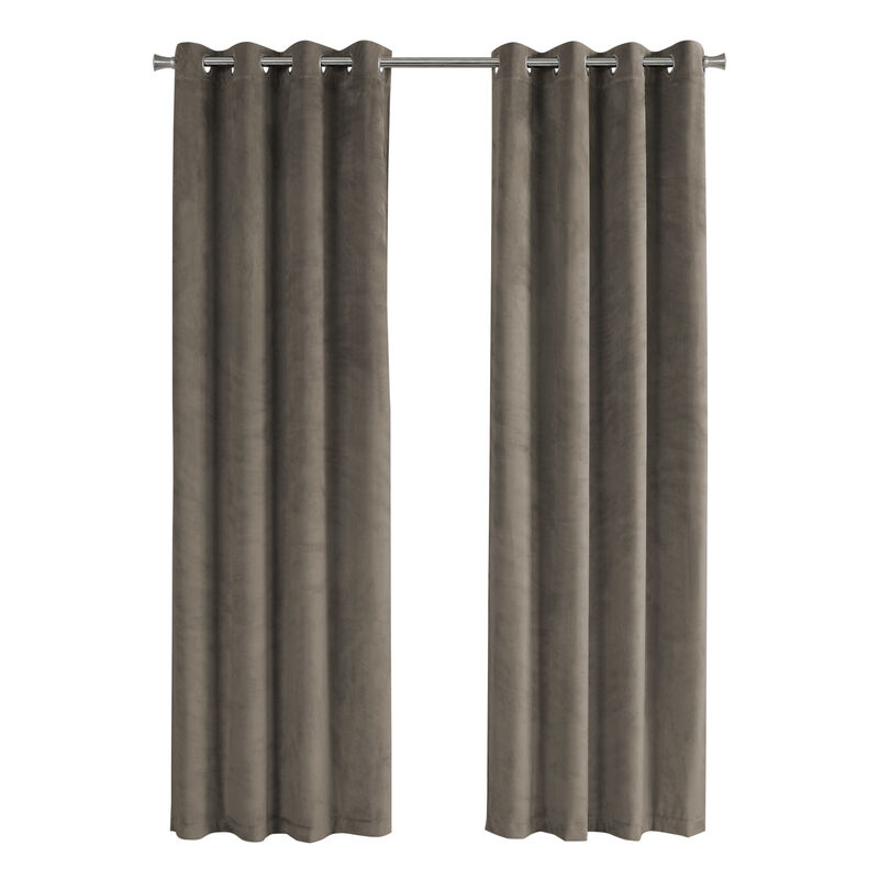 Monarch Specialties Curtain Panel, 2pcs Set, Room Darkening, Grommet, Living Room, Bedroom, Kitchen, Polyester, Contemporary, Modern