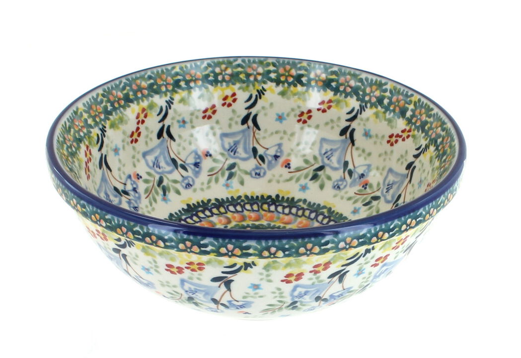 Blue Rose Polish Pottery Blue Violet Cereal/Soup Bowl