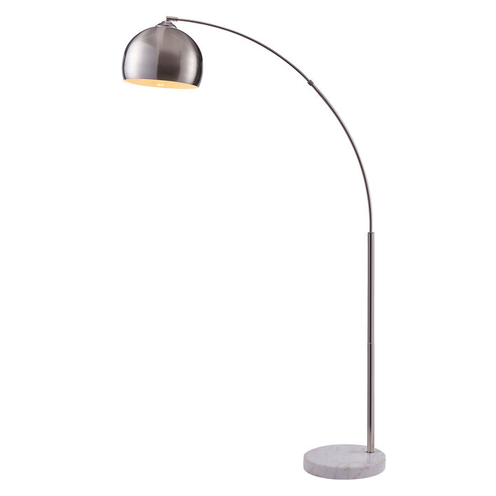 Teamson Home Arquer Arc 68.1" Metal Floor Lamp with Bell Shade, Polished Nickel