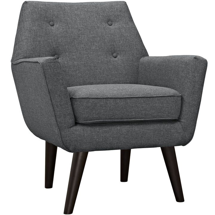 Modway Posit Mid-Century Modern Fabric Upholstered Accent Lounge Arm Chair In Gray