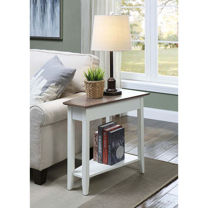 Convenience Concepts American Heritage Wedge End Table, 24"L x 16"W x 24"H, Driftwood Top/White Frame