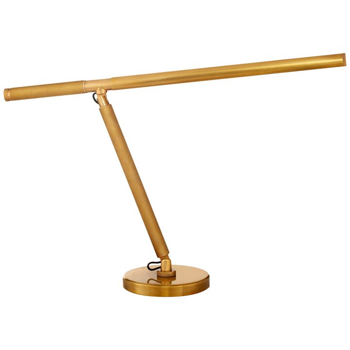 Barrett Knurled Boom Arm Desk Light in Natural Brass